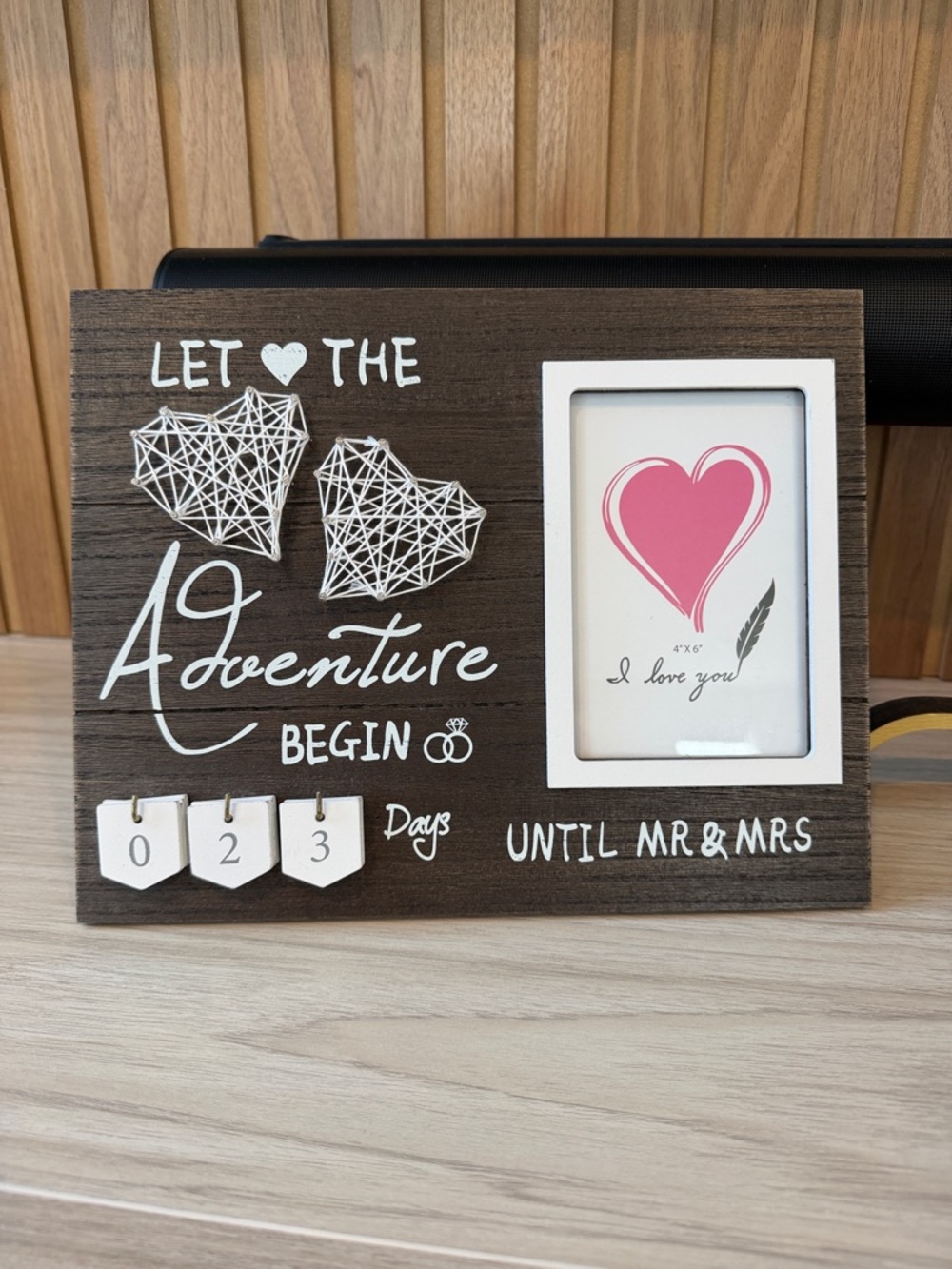 Countdown Wedding Frame Plaque in Dark Brown and White